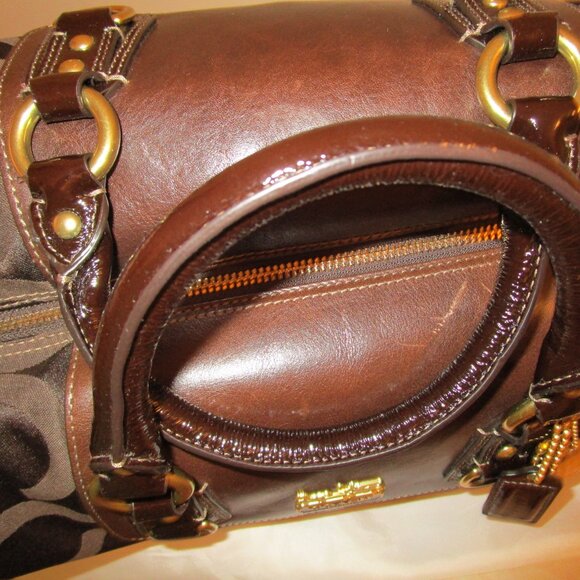 Coach Madison Sabrina Brown Op Art Satchel - Picture 8 of 12